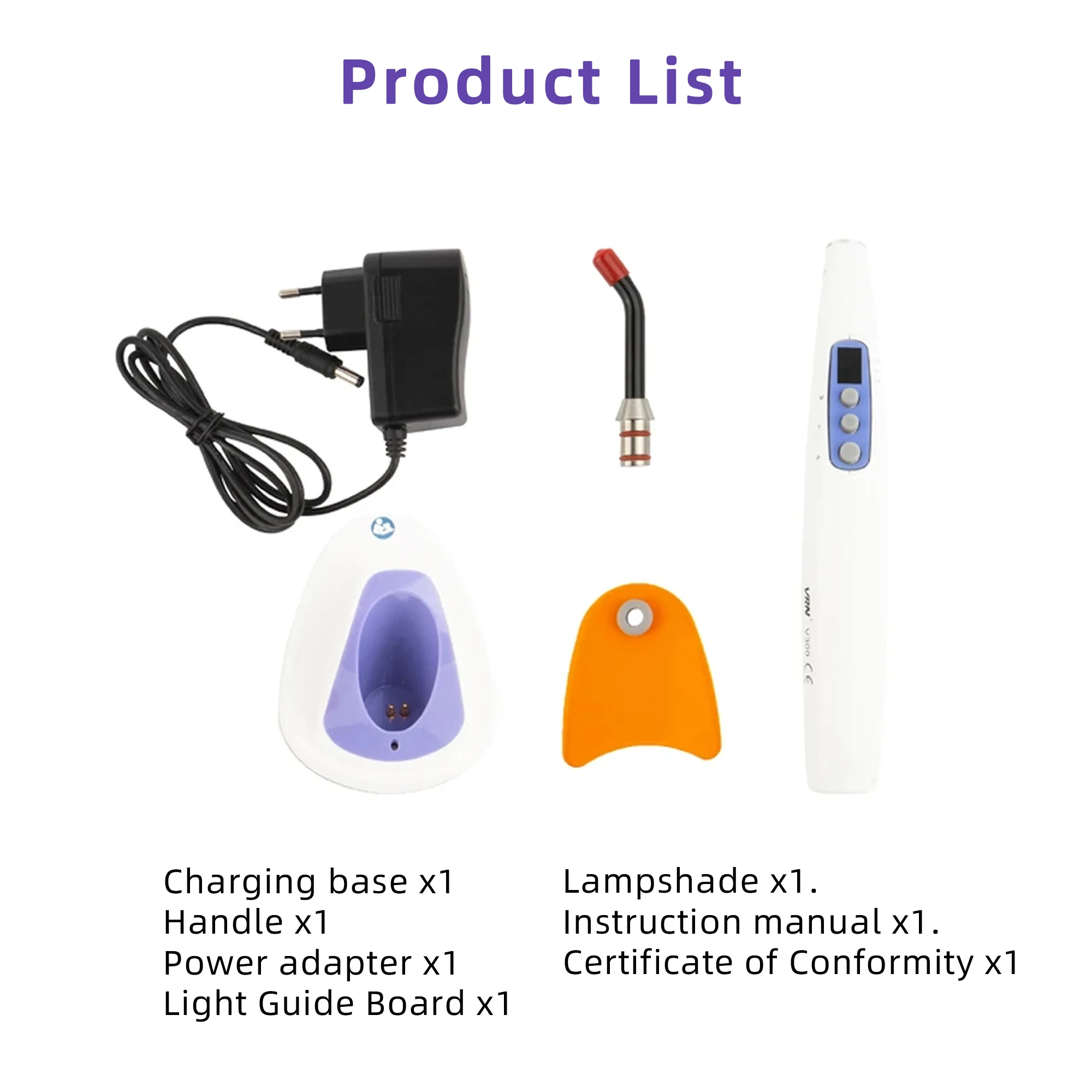 VRN V300 luz de curado LED Dental 1s resina 5W lámpara 1100mw/cm2 carga inalámbrica 3 modos 420-515nm lámpara de resina