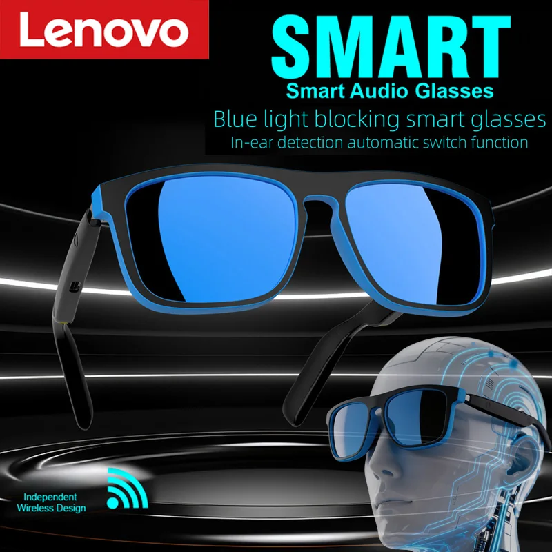 

Lenovo Smart Bluetooth Sunglasses Open Ear Audio UV Protection Anti Blue Light Touch Control Call Music Glasses For Men Women