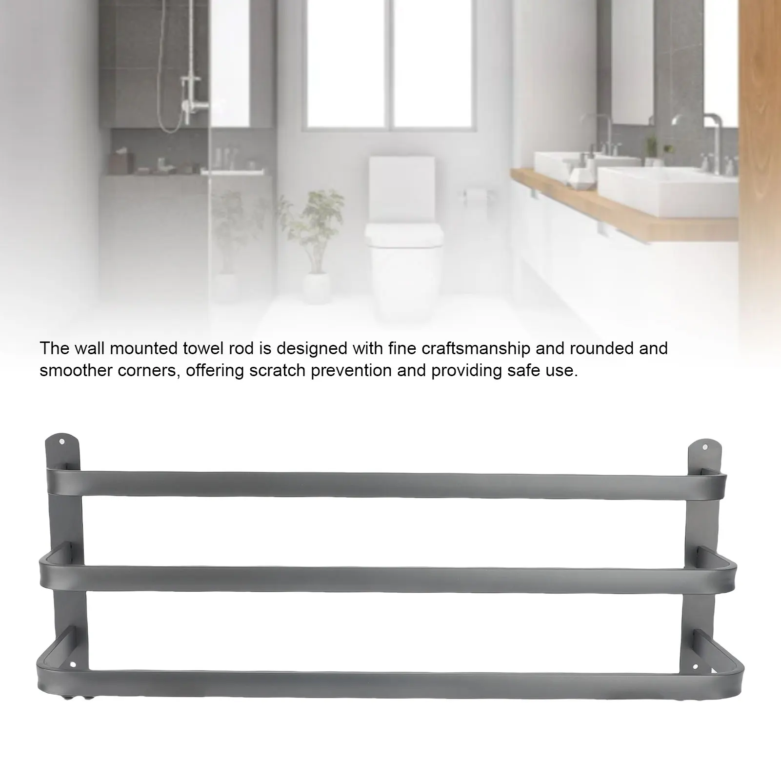 Wall Mounted Towel Rack Organizer Smoother Corner Easy Installation 3 Tier Towel Rod Enhanced Ventilation 60CM for Kitchen