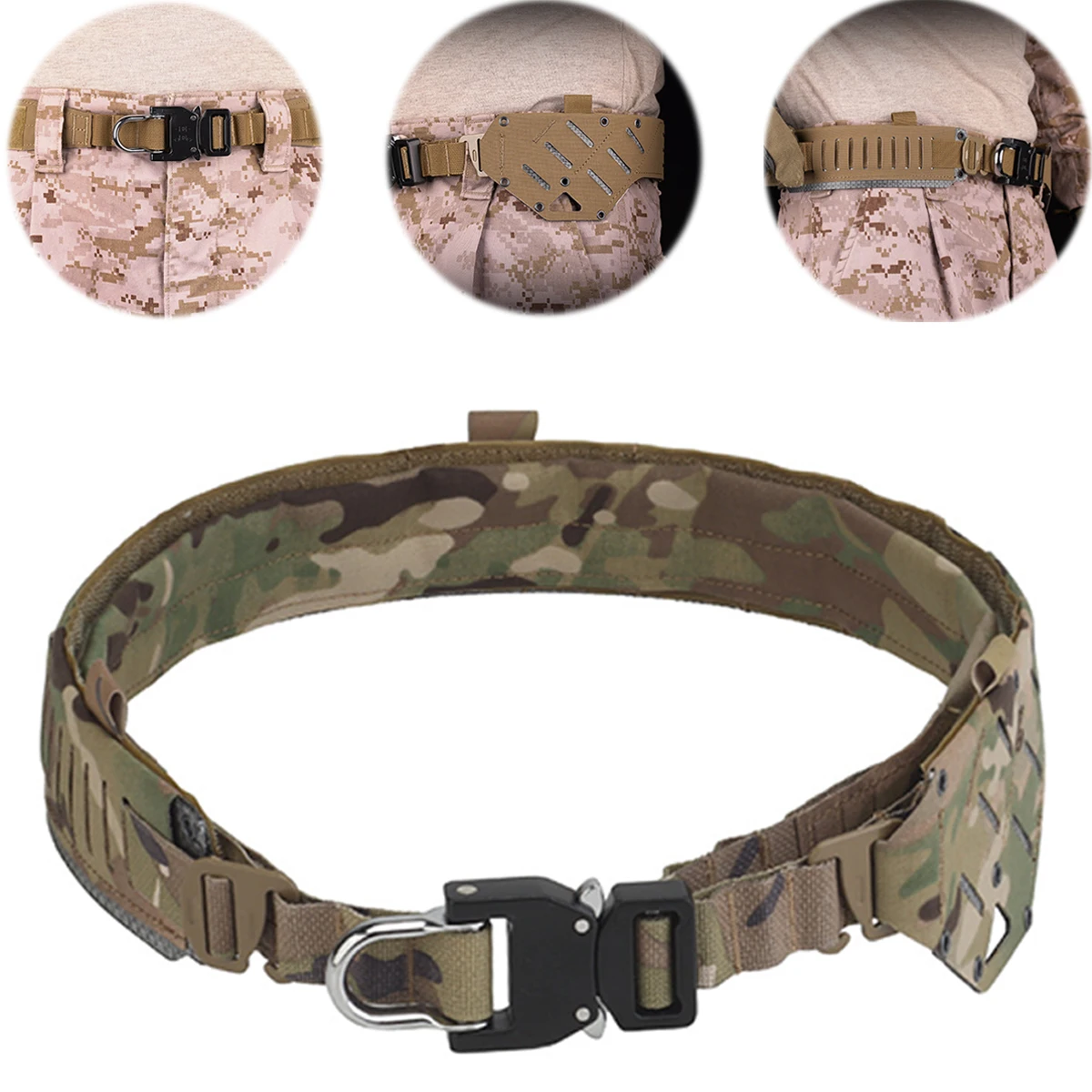 Quick Release Tactical Belt Double Layer Metal Buckle MOLLE Adjustable Combat Belt for Hunting, Hiking and Fishing