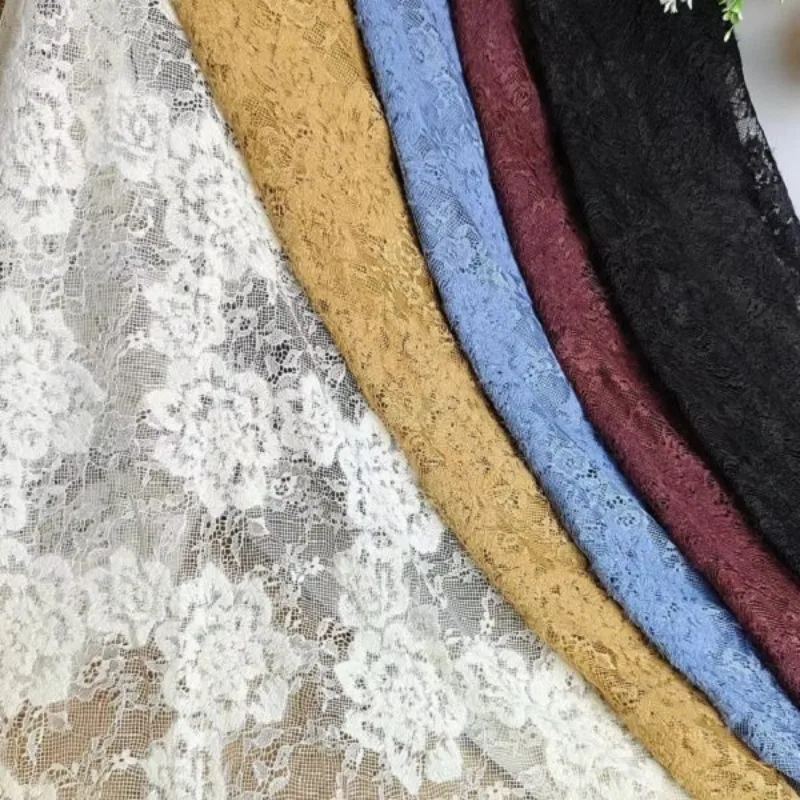 刺繍入りチュールレーストリム生地、重厚なビーズ装飾のハイビスカス花柄シアー、柔らかくドレープ感のある生地、漢服、子供用ドレス、diy縫製アクセサリー用