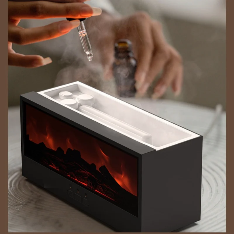 Fireplace Aromatherapy Machine, Air Humidifier, Aromatic Essential Oil Diffusion, LED Light, Remote Control, Creative Gifts