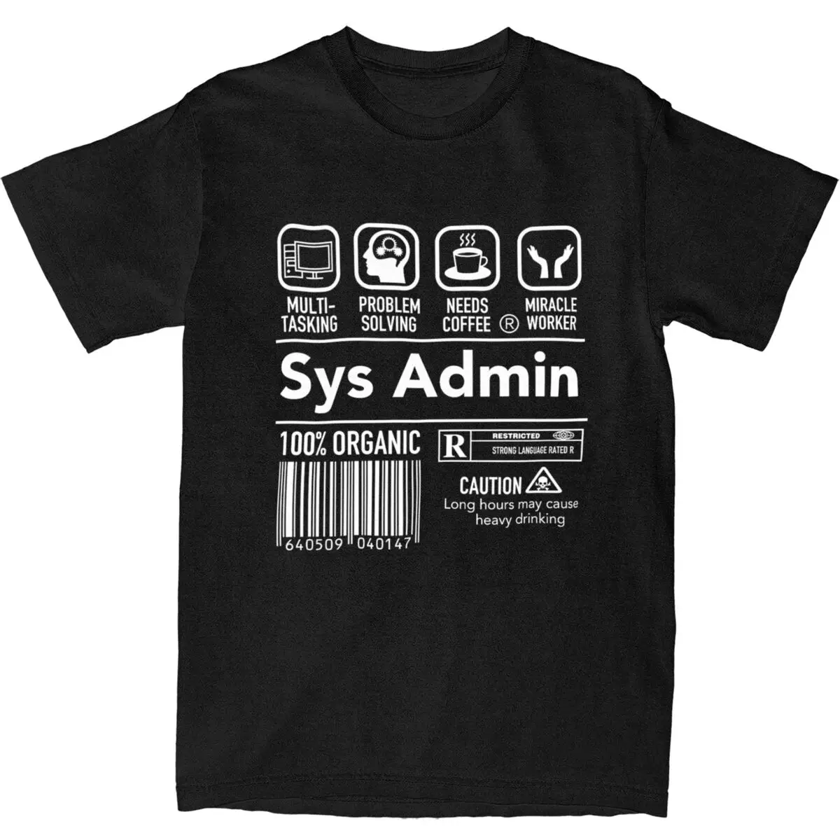 Computer System Administrator T-Shirt Unix Linux SysAdmin Novelty T-Shirts Short-Sleeve Street Style Tops Cotton O Neck Top Tees