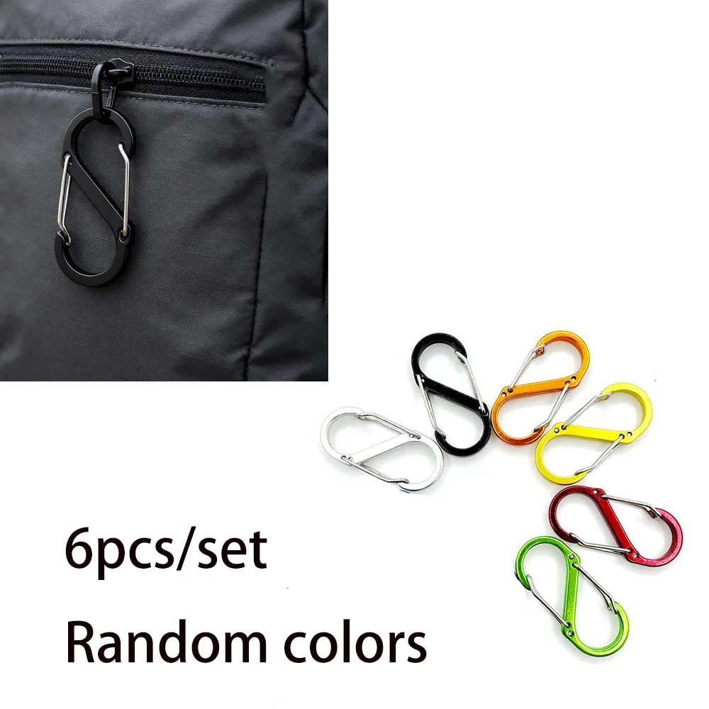 Paquete de 6/12 ganchos en forma de S para bolsos, accesorios de gancho para bolsos con hebilla de doble cara de aleación de aluminio, gancho multifuncional para mochila para exteriores, adecuado para acampar al aire libre, senderismo, montañismo, botella de agua y colgador de llaves
