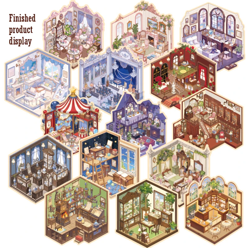1 Book - 3D Mini Scene Stickers, DIY Handmade 3D Scenery Stickers, Suitable for Handicrafts, Laptop Stickers, Suitable for