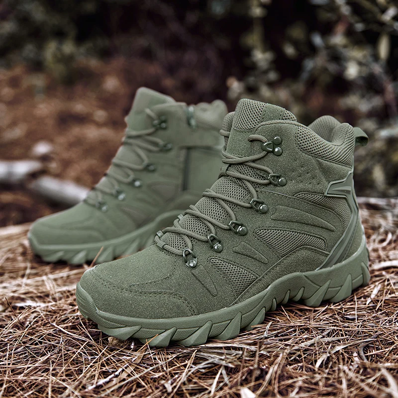 Men's Mid-top outdoor field training boots Four seasons breathable anti-slip lightweight jungle combat boots casual hiking boots