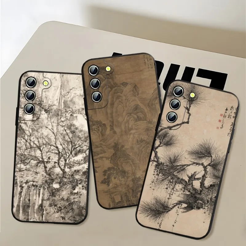 Classical Chinese Painting Phone Case For Samsung S23 S21 S22 S30 S20 S9 S10 S8 S7 S6 Pro Plus Edge Ultra Fe Lite Silicone Cover