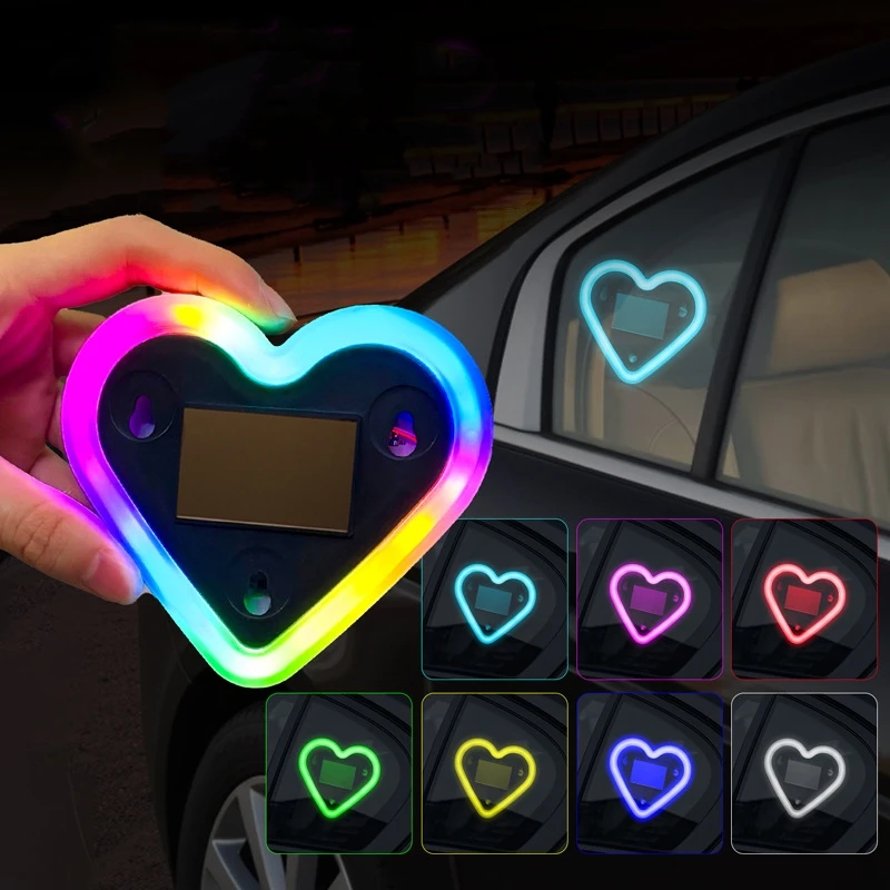 RGB Car solar triangle window heart shaped light emitting heart-shaped atmosphere light LED Ambient light