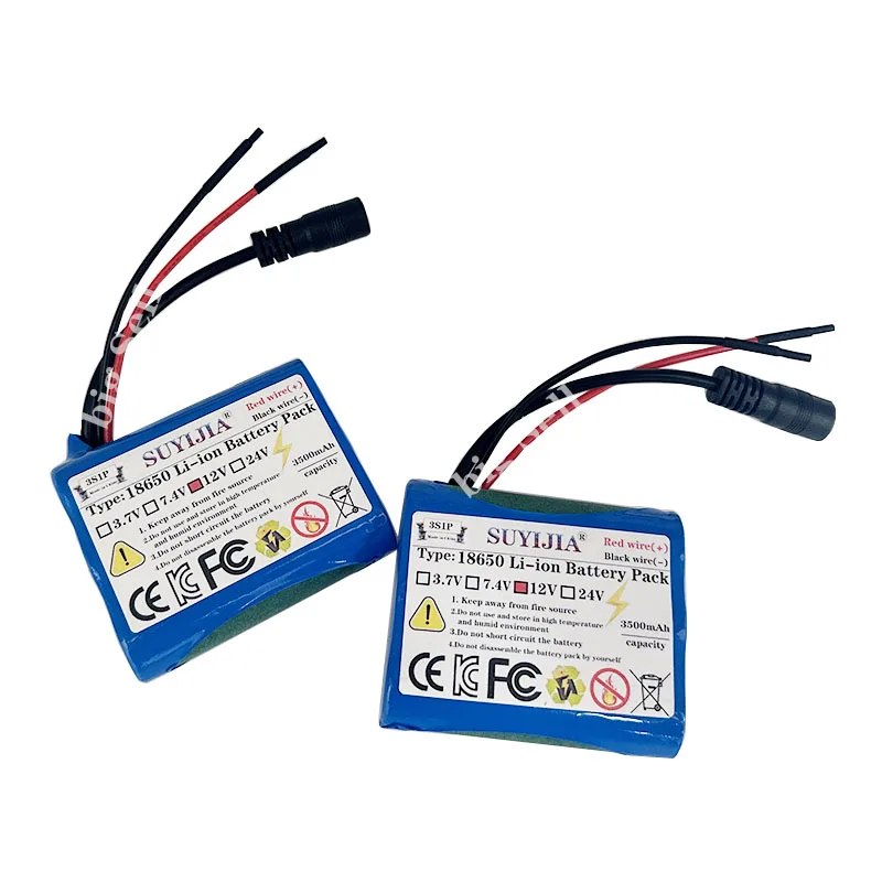 Enhanced 3S1P Protection Board 12V 3.5Ah Battery 12V 3500mAh 18650 Lithium Ion DC12.6V Super Charging Battery + Charger Included