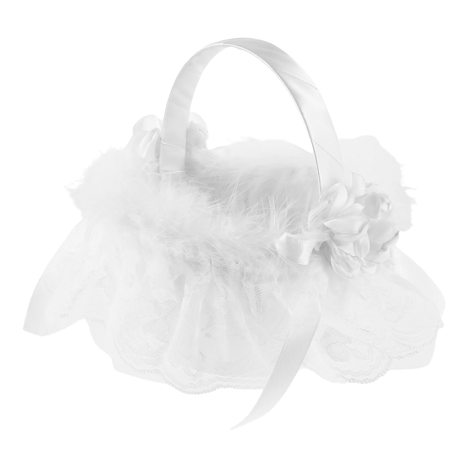 

Wedding Flower Basket White Storage Container for Bridal Shower Favor Gift Girl Petal Baskets Fruit Storage Elegant Design