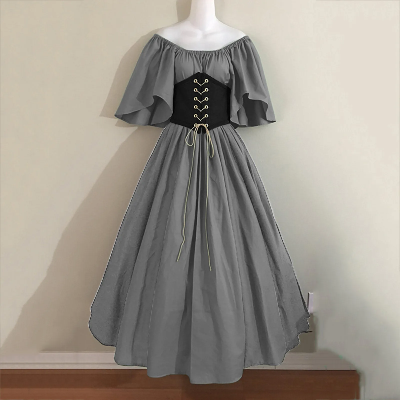 

Chemise Corset Dress Renaissance Costume Fairy Elf Costume Halloween Women Medieval Gown Robe Puff Sleeves Elven For Adult