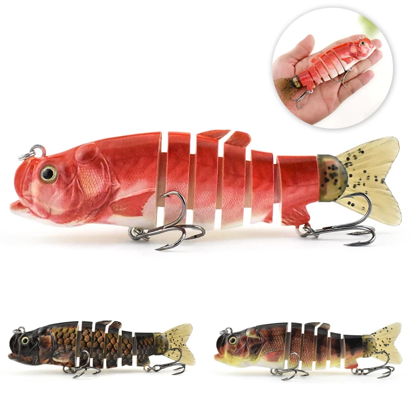 5-Zoll-Kunstköder für Karpfen, Fisch, Wobbler, Angelköder, mehrfach segmentierter Schwimmköder mit weichem Schwanz