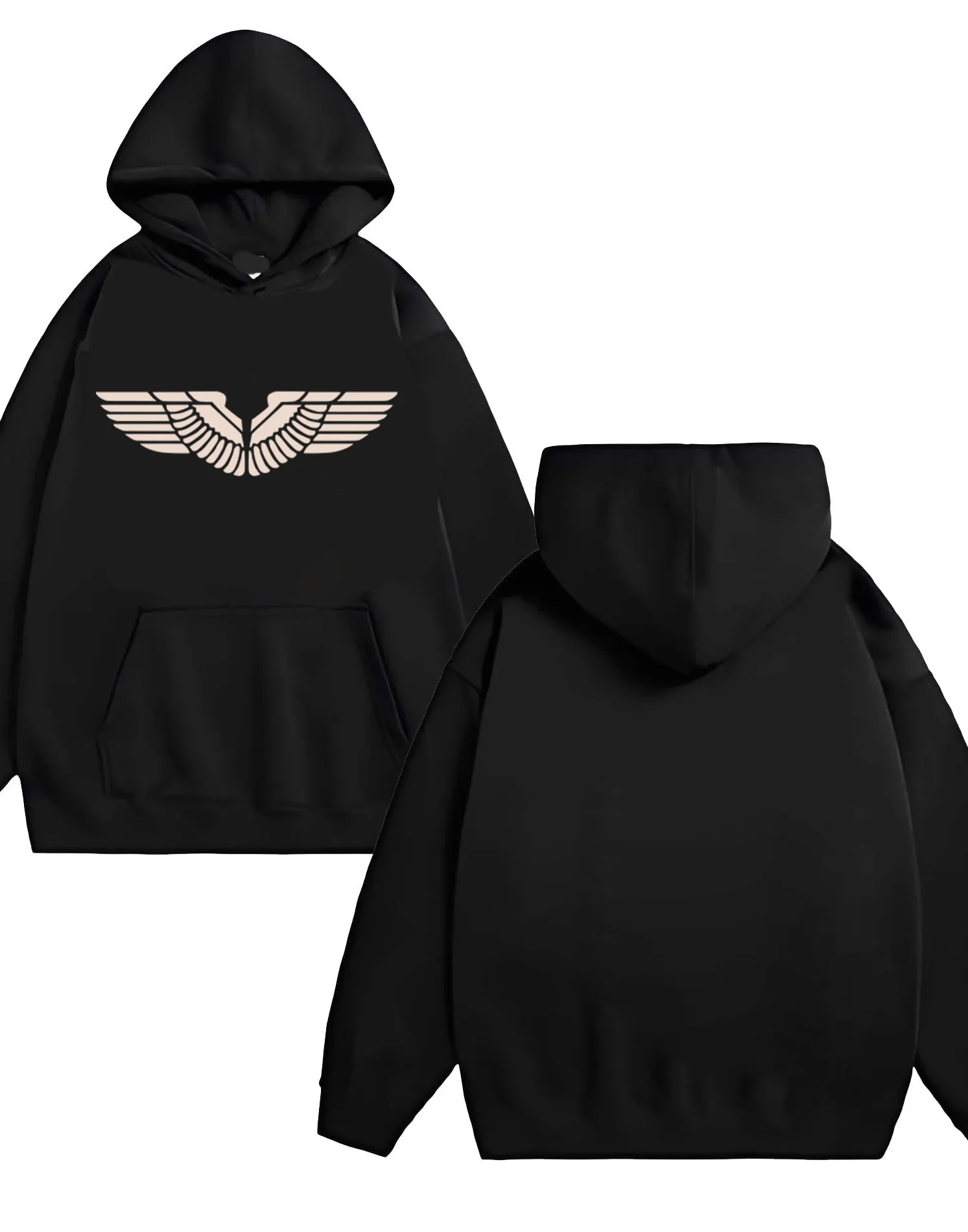 

The 2025 new men's and women's fashion loose 330G heavy-duty hooded sweatshirt features wing prints