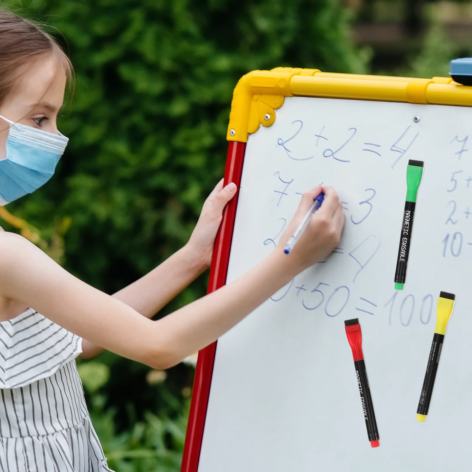 مجموعة واحدة من علامات المسح الجاف ذات طرف رفيع وأقلام الطباشير السائلة القابلة للمسح وعلامات طلاء السبورة البيضاء للمكتب المدرسي المحمول