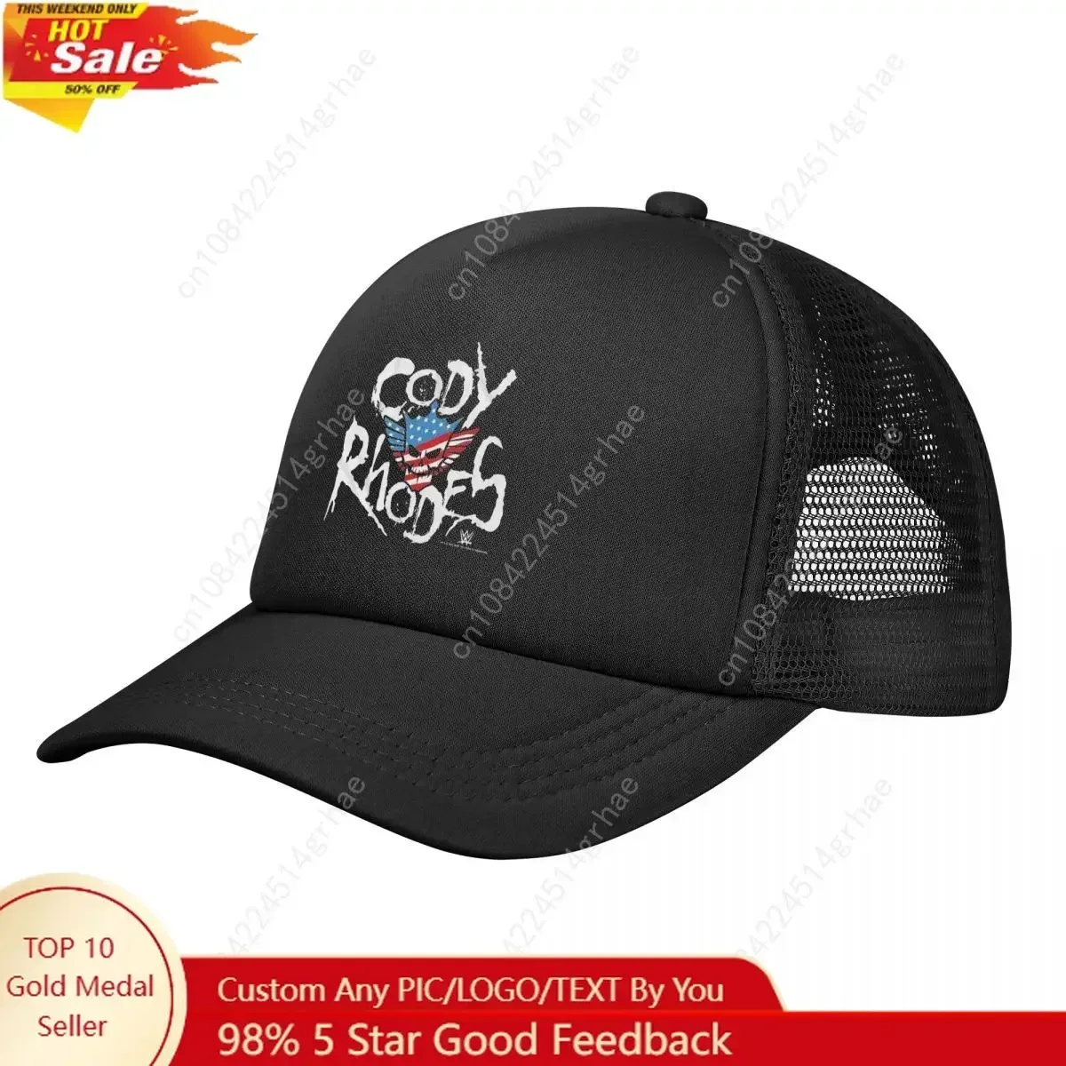 Cody Rhodes American Mesh Baseball Caps Men Women Hip-Hop Trucker Hat Hat Adjustable Polyester Dad Hat Summer Trucker Caps