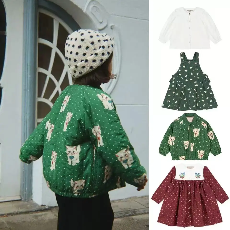 

Детская куртка 2026 Kansas с бантом, теплая, толстая, с мультяшным принтом, для мальчиков и девочек, хлопковая рубашка, вельветовая, для торжественных случаев