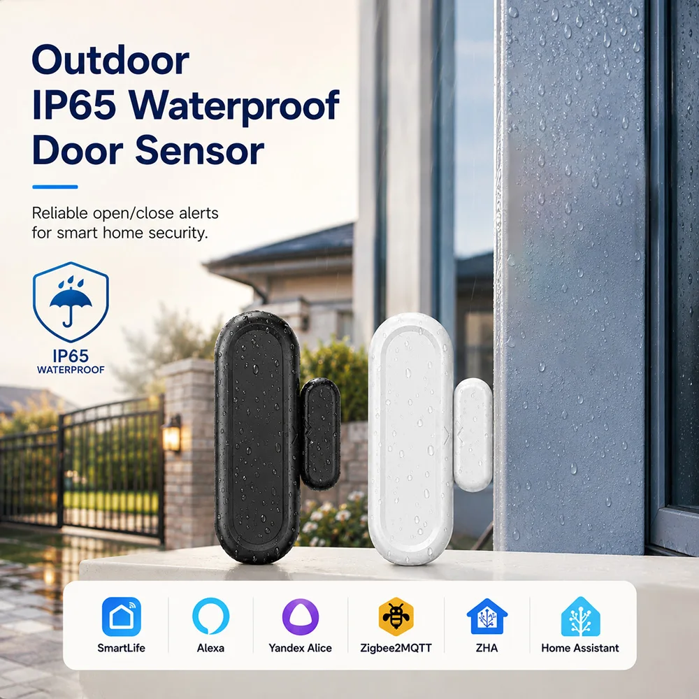 Tuya Zigbee Door Window Sensor Waterproof IP65 Tuya Zigbee Gateway Required Works With SmartLife ZHA Yandex Zigbee2MQTT Alexa