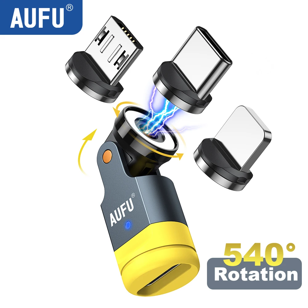 

AUFU 540° Rotating 1pin Magnetic OTG Adapter Type C Female to Type C IOS Micro Male Converter For iPhone Xiaomi Huawei Samsung