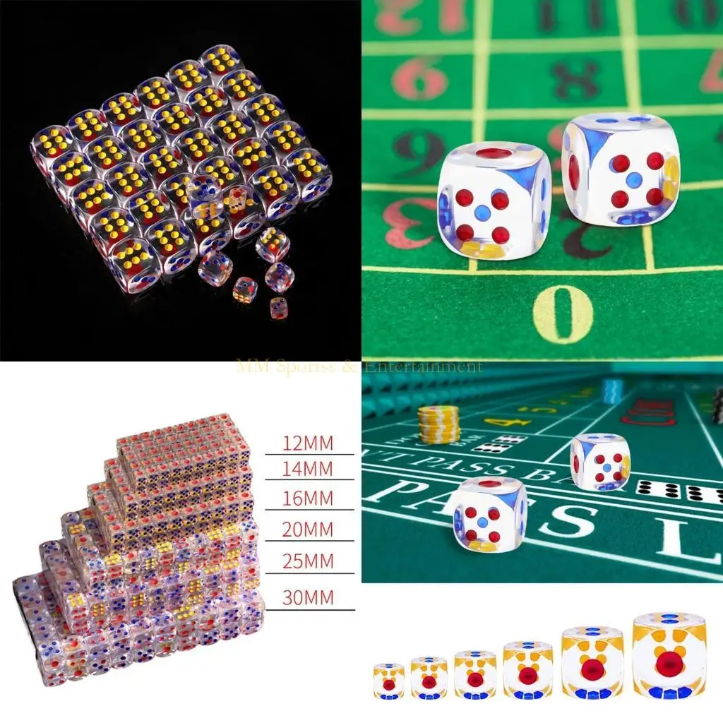 

31BE 10Pcs 6 Sided Acrylic Crystal Number Cubes Corner Kid for Digital Game