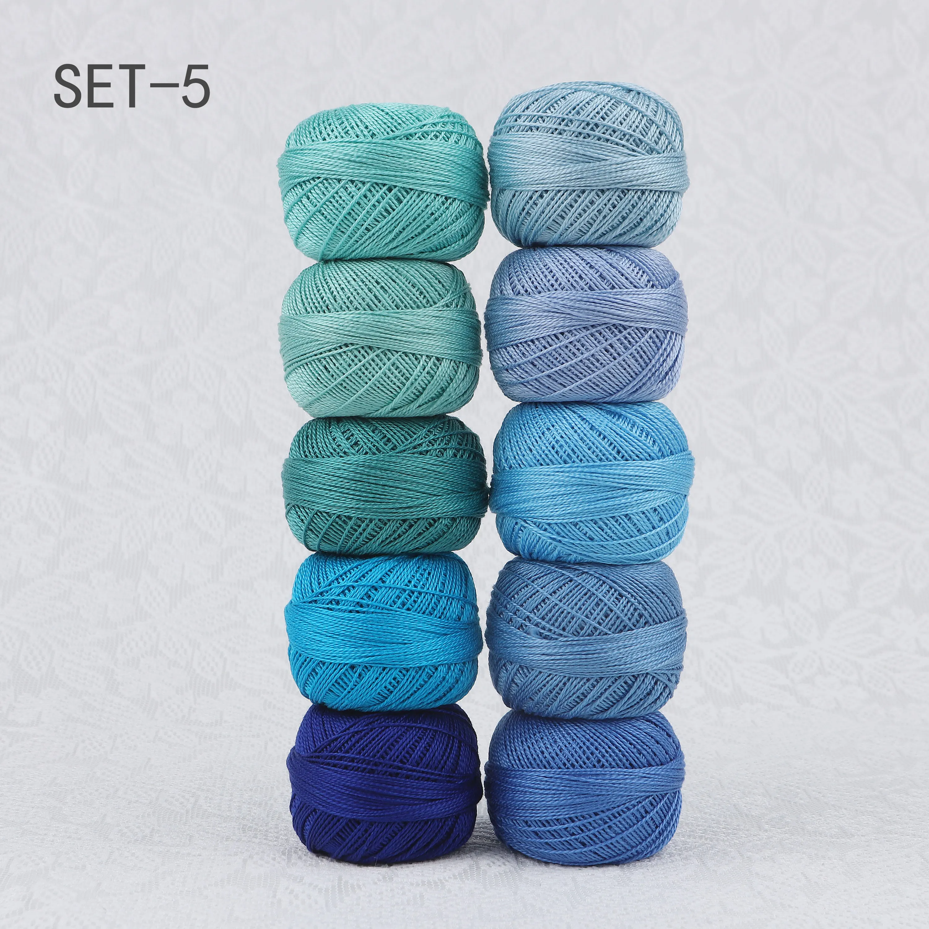 10 Colors Set Size 8 Double Mercerized Egyptian Long Fiber Cotton Pearl Thread For Crochet Embroidery 10 Grams(80M) Per Ball