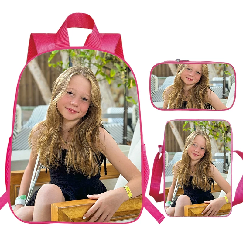 

Children's 3pcs Set Backpack Like Nastya Prints School Bags Kids Pink Kindergarten Bag Waterproof Preschool Girls Bookbag Gifts