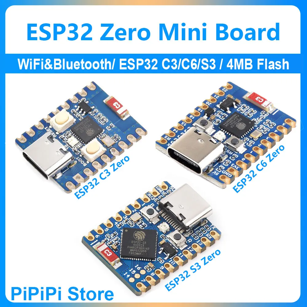 

ESP32 C3/C6/S3 Zero Mini Макетная плата 2,4 ГГц Wi-Fi и Bluetooth 5 RISC-V 4 МБ встроенной флэш-памяти на керамической антенне