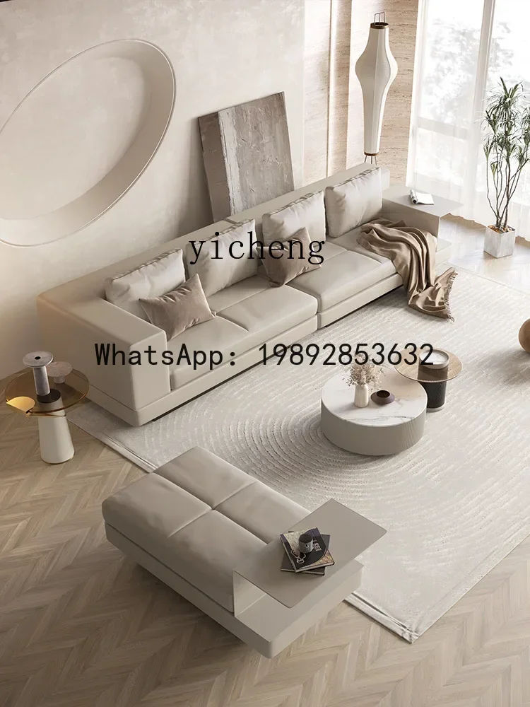 LYY Minimalist Sofa Large Apartment Simple and Light Luxury Leather Sofa Living Room Modern