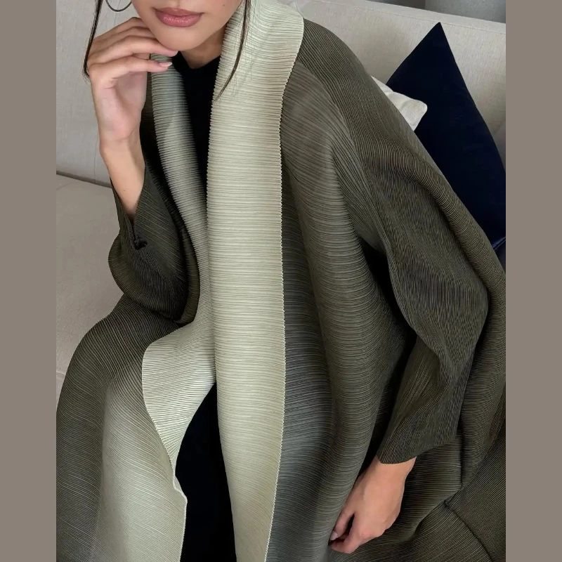 

Abayas for Women Miyake Pleated New High Quality Women's Robe Cardigan Loose Lengthened Tie Design Luxury Abaya 2025 Summer New