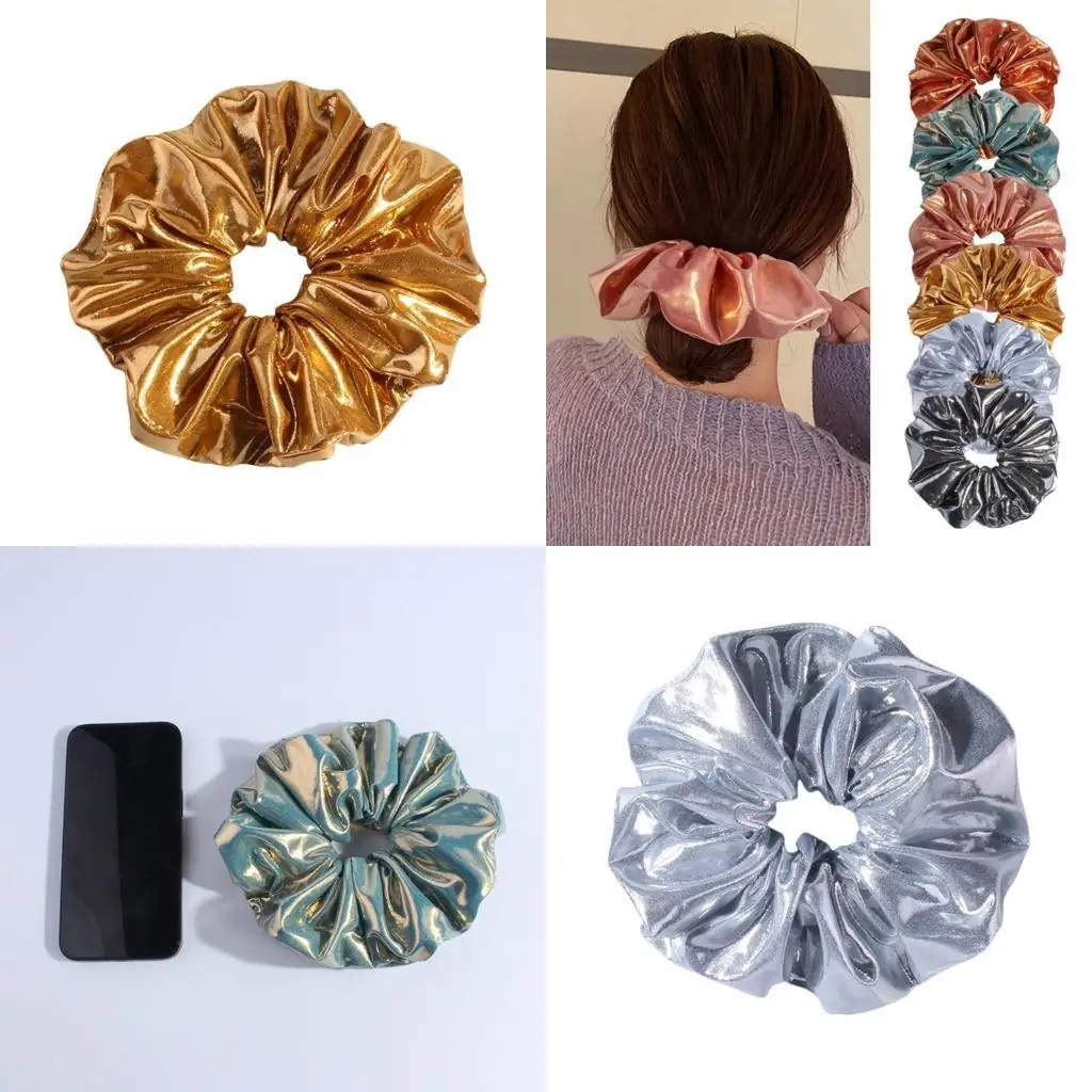 

39BB Comfortable Large Hair Tie Women's Hair Accessories Hair Scrunchie A Blend Of Leather And Fabric For Any Occasion