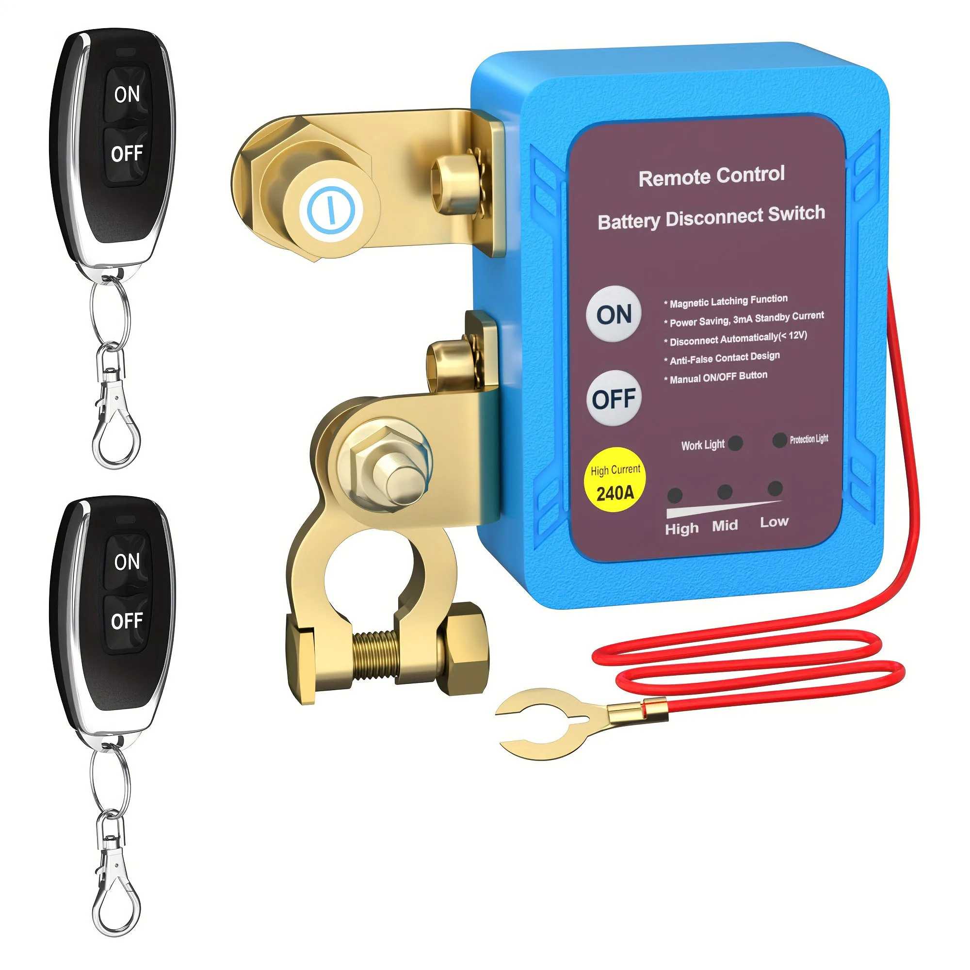Battery Disconnect Power Switch 12V 240A Shut Off Cut Off Kill Switch With Wireless Dual Remote Control Switch For Car Truck