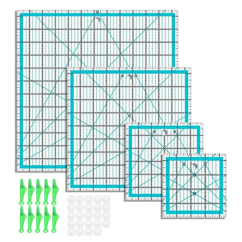 

BAAG-4Pcs Quilting Rulers,Quilting Rulers And Templates,Square Quilting Rulers Fabric Cutting Ruler For Quilting And Sewing