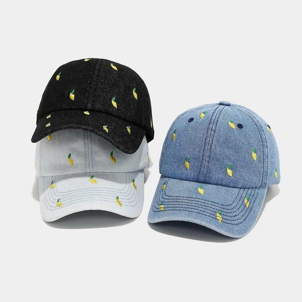 Casquettes de Baseball en Denim décontracté réglable citron amour cerise broderie casquette de camionneur respirant Gorras Para Hombres unisexe