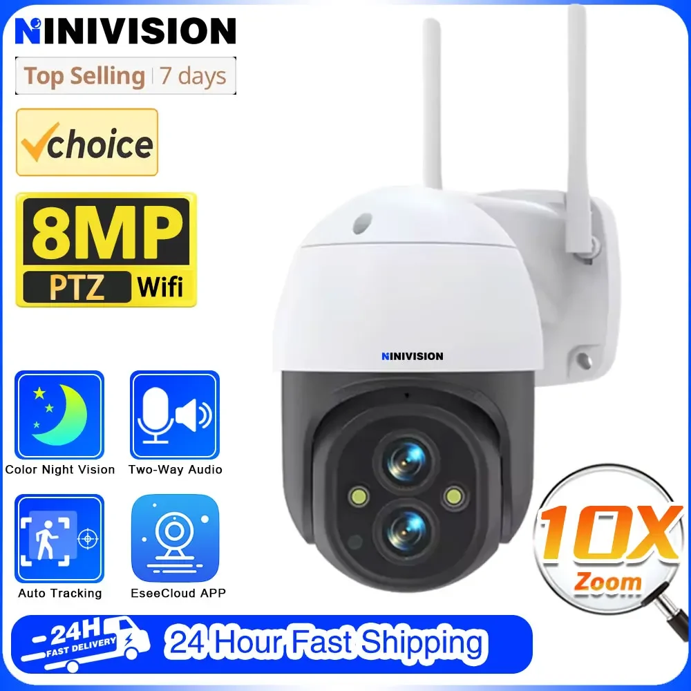 

8MP WiFi Camera 10x PTZ Zoom Outdoor Night Vision CCTV Dual Lens WIFI Camera AI Automatically Security Protection Monitoring