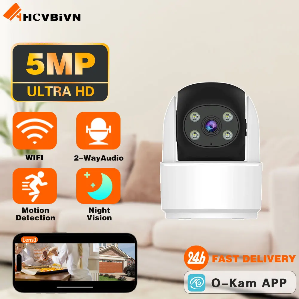 5MP WiFi Camera O-Kam App Smart Home Indoor Wireless IP Surveillance Camera AI Detect Automatic Tracking Security Baby Monitor