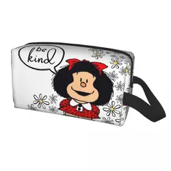 MAFALDA Be Kind Cosmetic Bag Women Kawaii Large Capacity Argentine Makeup Case Beauty Storage Toiletry Bags