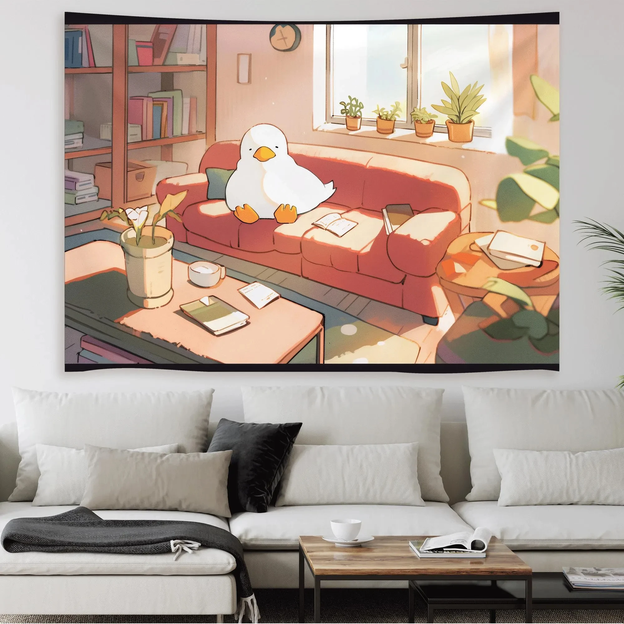 Cute Duck Tapestry,Vintage Duck Printable Wall Art, Cute Cartoon Animal Tapestry,Kawaii Wall Hangings Bedroom Dorm Decor kawaii