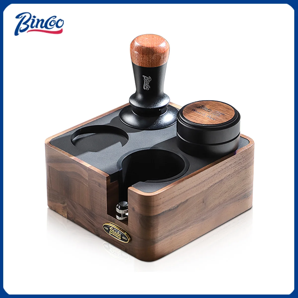 

Bincoo Walnut Wood Coffee Tamper Station Distributor Stand 51-58MM Portafilter Holder Espresso Maker Accessories Barista Tools