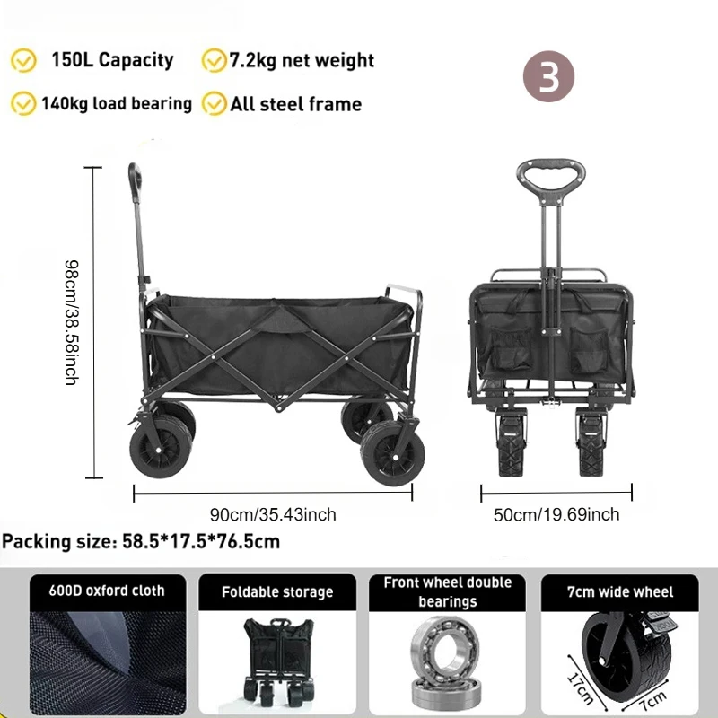 custom.Portable Stainless Steel Folding Cart Outdoor Camping Vehicle Picnic Trolley with Practical Stall Tools