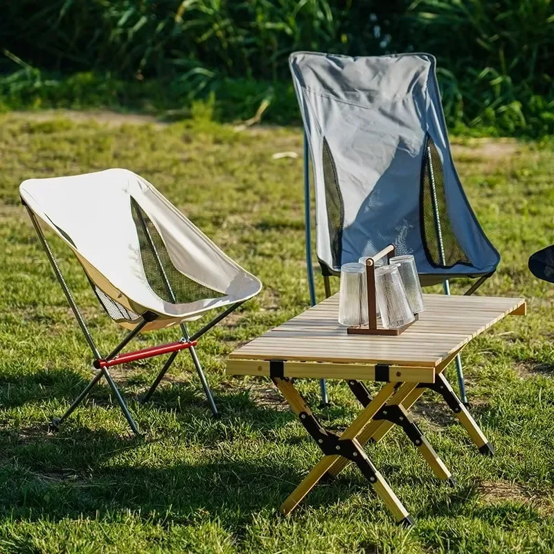 Portable Aluminum Folding Moon Chair Ultra Light S Shape Outdoor Camping Beach Fishing Garden Furniture Modern Design for
