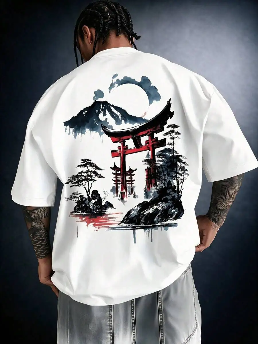 1pc Men's Fashionable Printed Loose Short Sleeve T-Shirt 1pc Men's Fashionable Printed Loose Short Sleeve T-Shirt |   Exquisite Design |   Essential For Summer |   Easy To Match, Showcasing Your Style