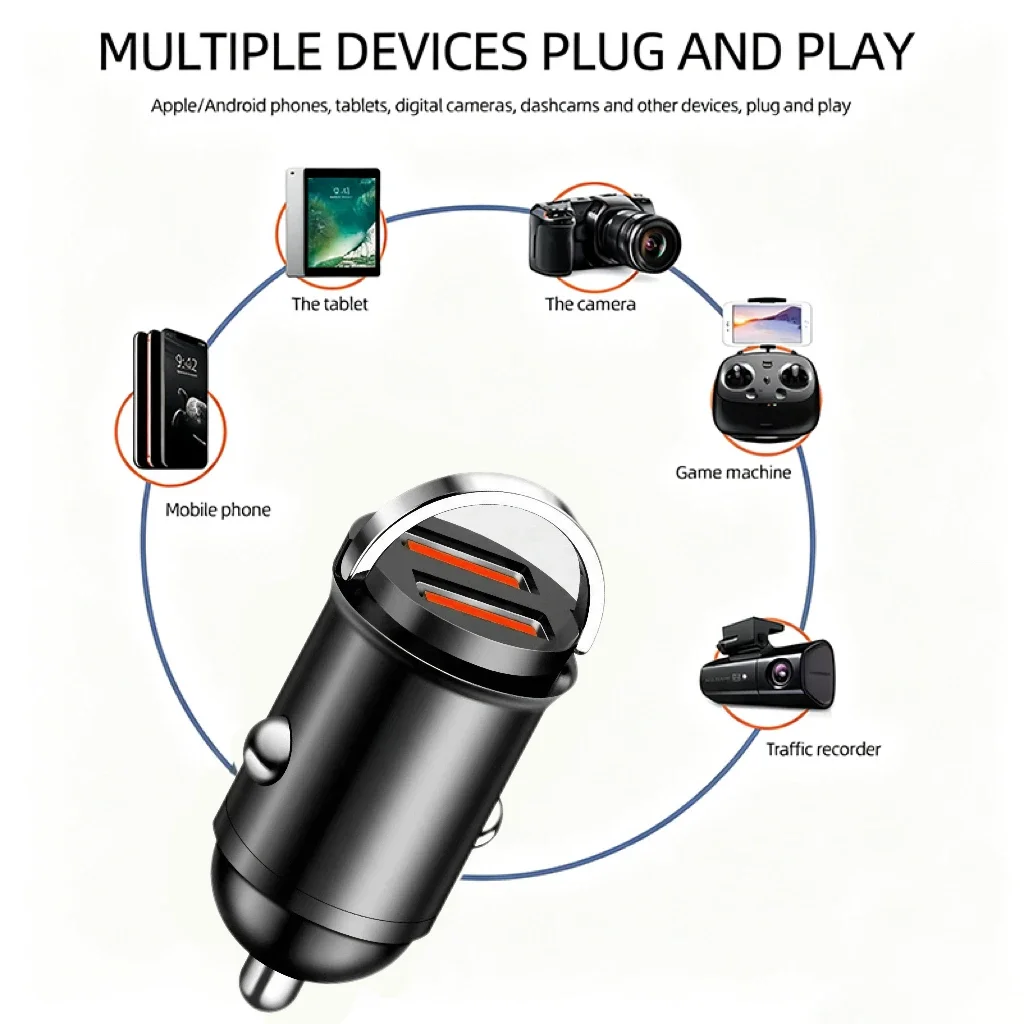 Dual USB Hidden Car Charger Adapter Invisible Car Charger Quick Charge Multi Protection Universal Vehicle Phone Charging Plug