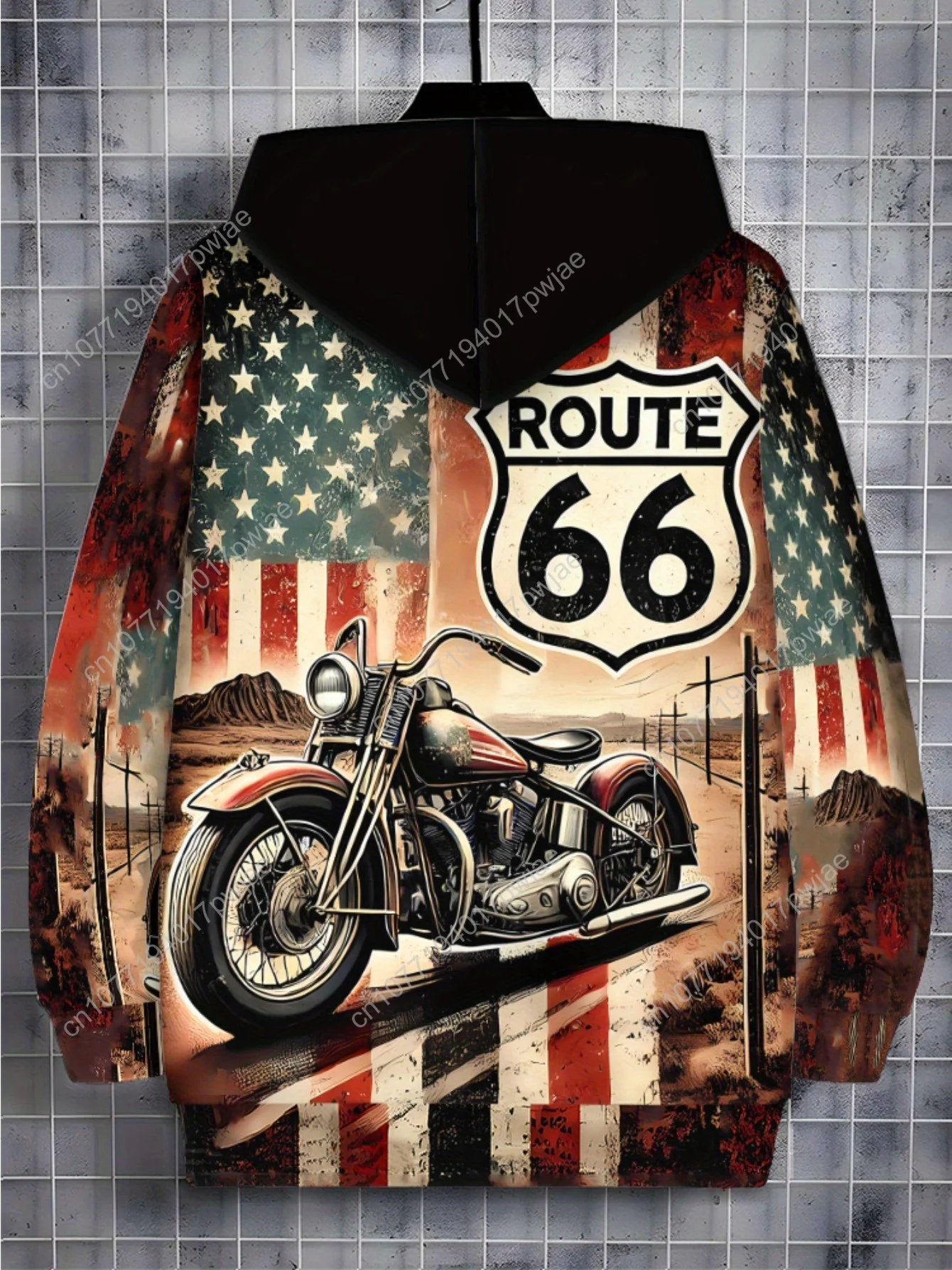 Мужская кепка на молнии с длинными рукавами, спортивная одежда, винтажная толстовка с мотоциклетным принтом для путешествий на открытом воздухе, мягкая полиэфирная ткань, красный, белый, синий