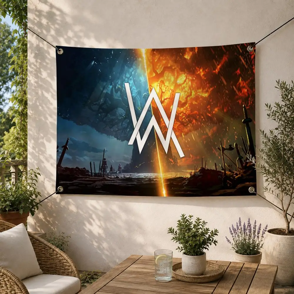 DJ EDM A-Alan Walker Music Flags Decorative Flag Banner for Outdoor Garden Yard Camping Party Home Wall Hanging Decor