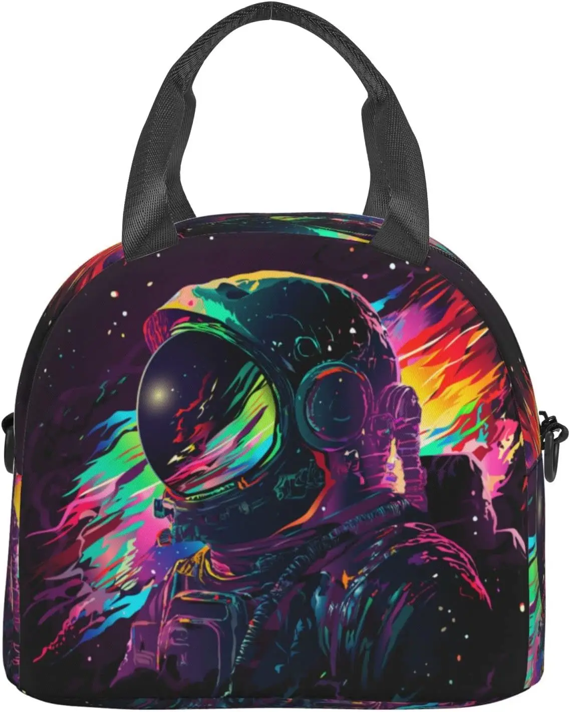 Astronaut Colorful Insulated Lunch Bag with Straps for Women and Men, Waterproof Tote Bag for Office and Travel