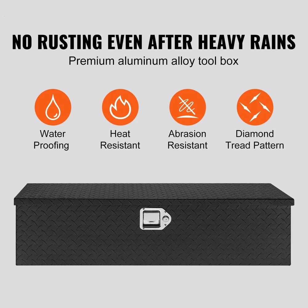 Heavy-Duty Aluminum Truck Tool Box 39x13x10 Waterproof Rust-Resistant Lockable Storage Solution Tools Equipment RVs Trailers