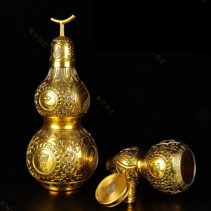 Brass Gourd Ornament Sight Secret Safe Box Storage Secret Compartment Key Holder Box Outdoor Stash Pill Money Hidden Box