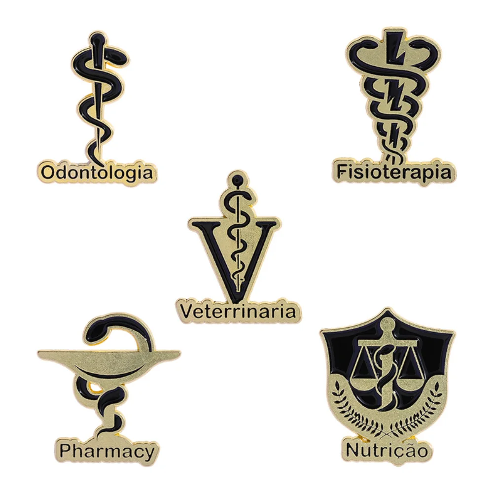Medical College Logo Discipline Badge Clothing Accessories Snake Staff Decorative Neck Needles Medical Professional Themed Pin