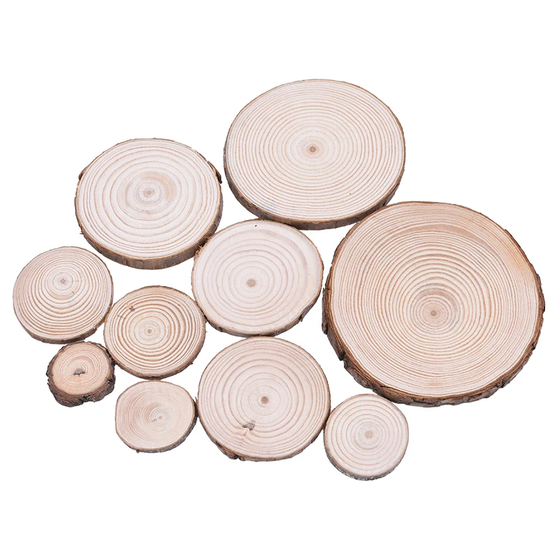 1-10pcs 3-12cm Natural Pine Round Unfinished Wood Slices Circles Log Discs DIY Painting Rustic Wedding Party Wooden Crafts