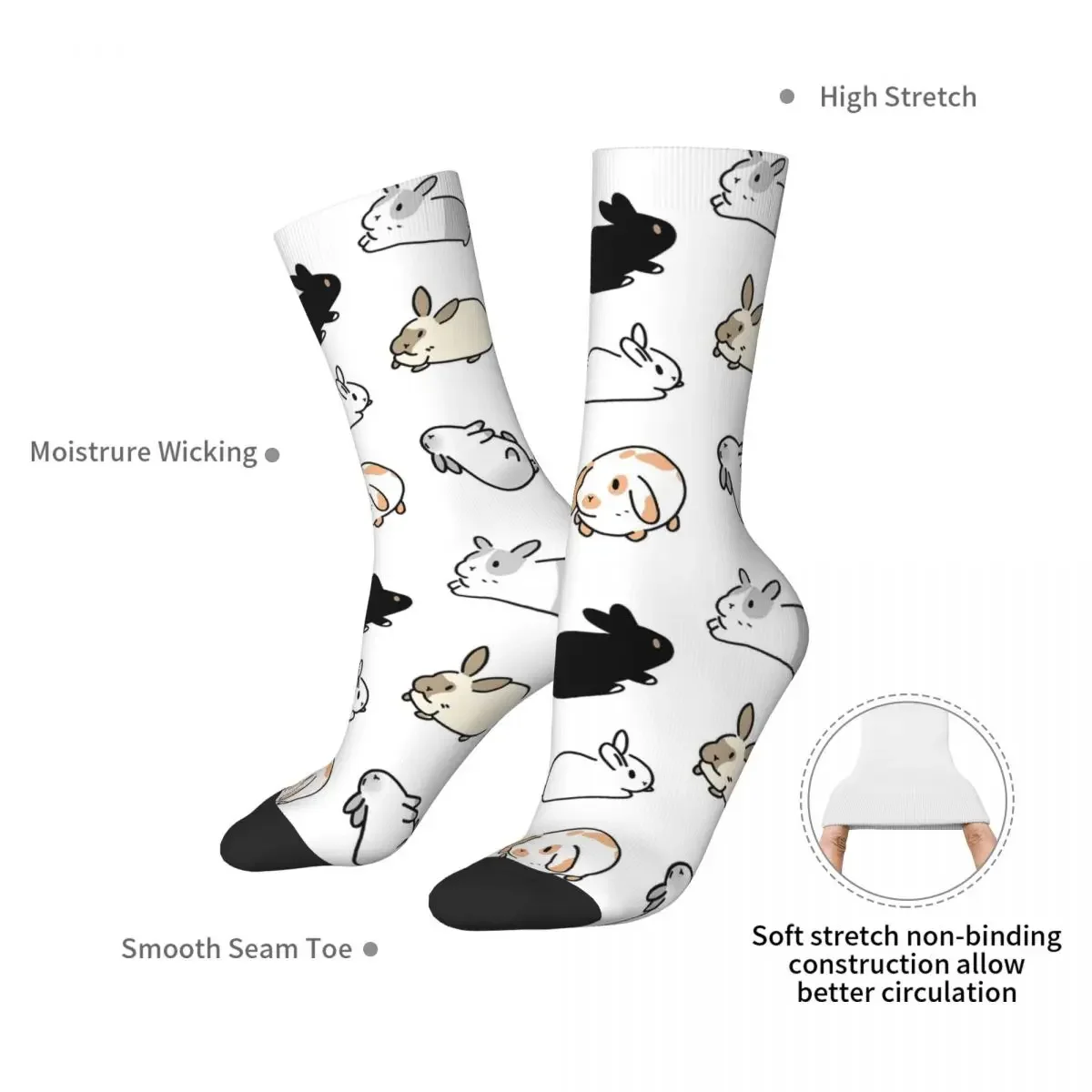 Bunny Rabbits Socks Harajuku Super Soft Stockings All Season Long Socks Accessories for Unisex Gifts