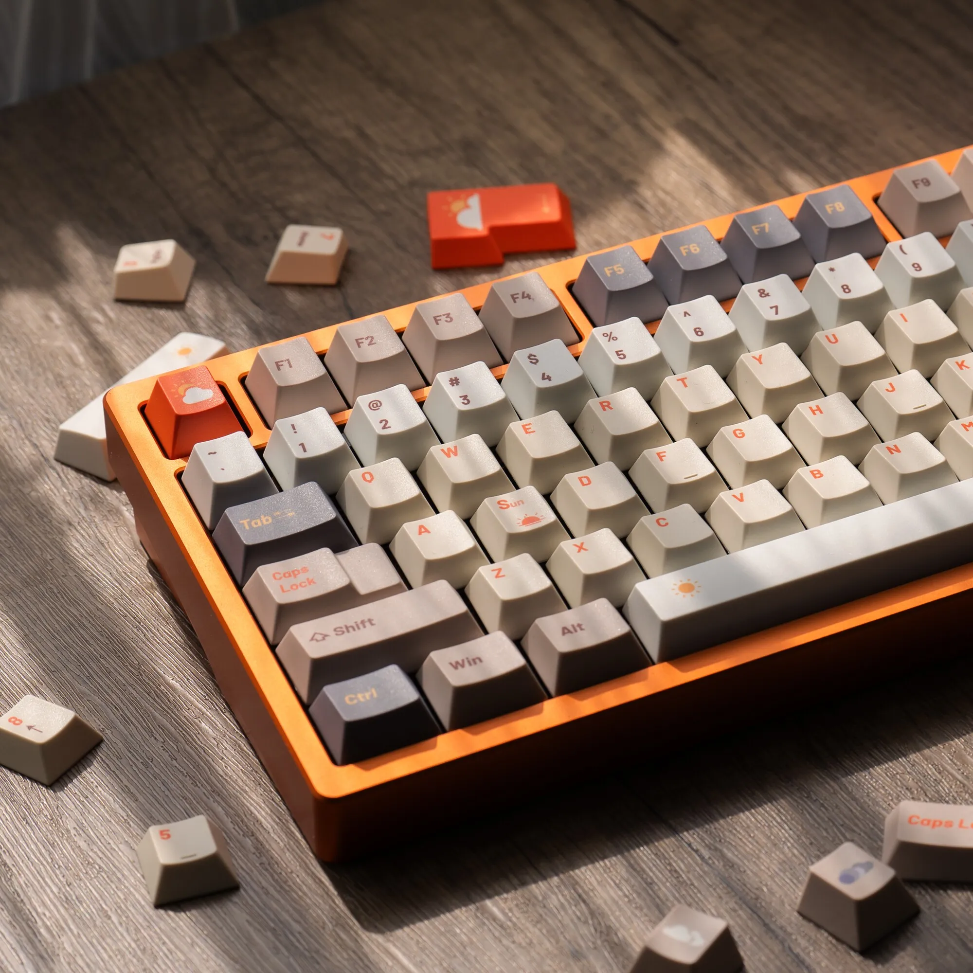 Weather Theme Top-Printed PBT Keycaps 5-Sided Dye-Sublimation Cherry Profile Custom Keycap Set for MX Mechanical Keyboards